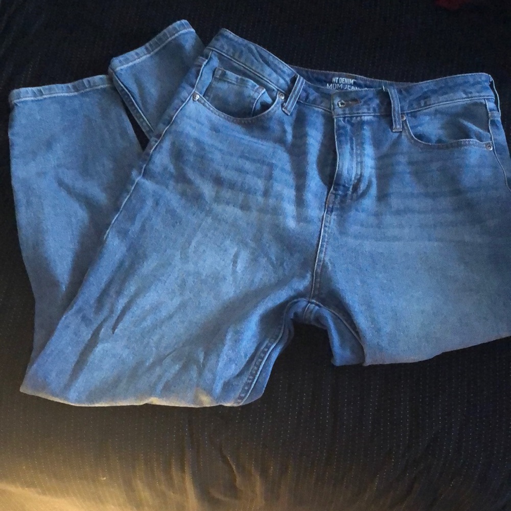 Blue denim mom jeans